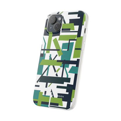 Green Geometry Glide iPhone 15 - Flexi Phone Case