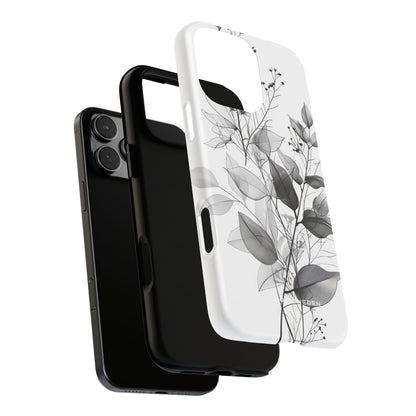 Monochrome Floral Elegance iPhone 16 - Tough Phone Case