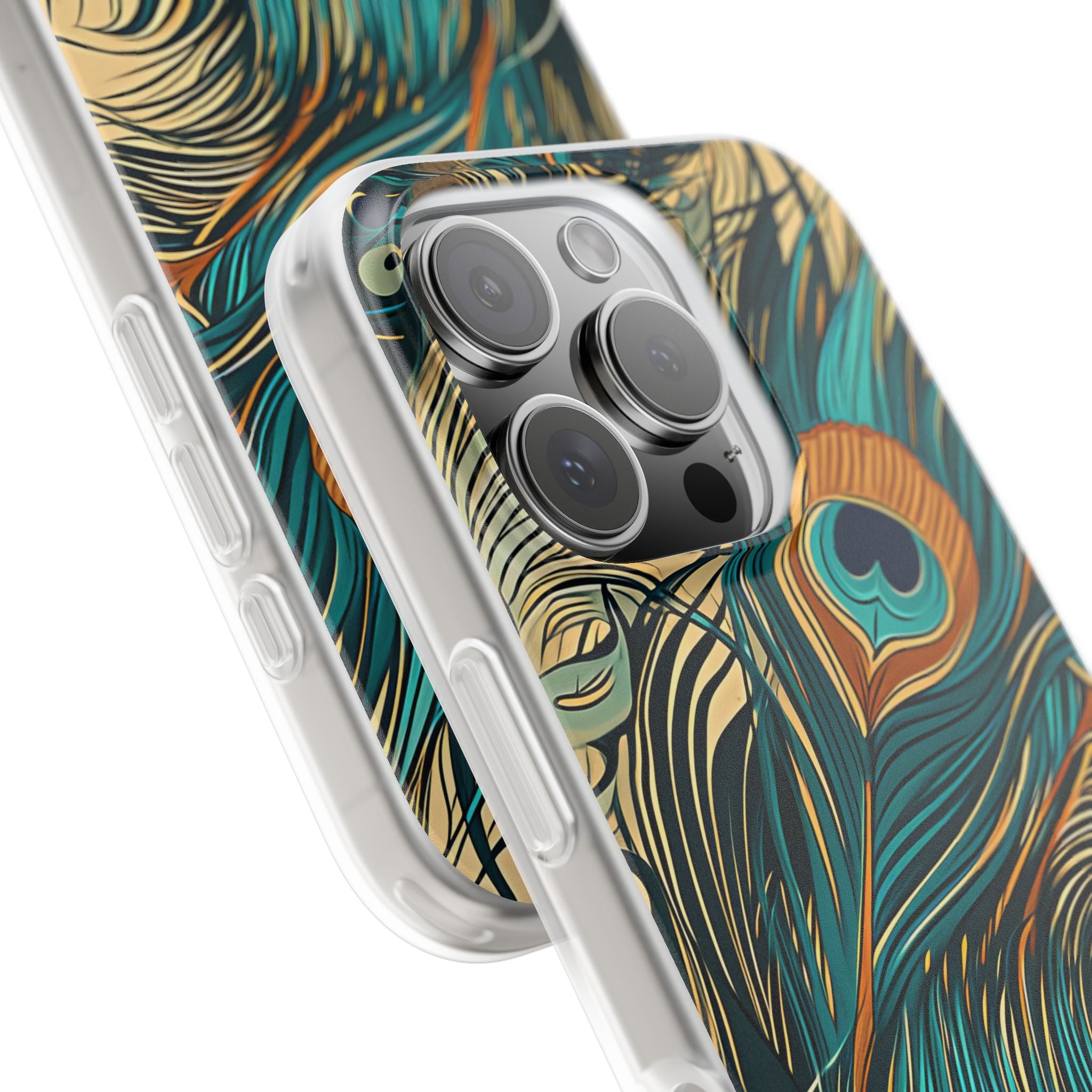 Jugendstil Pfau Eleganz iPhone 16 - Flexi Handyhülle