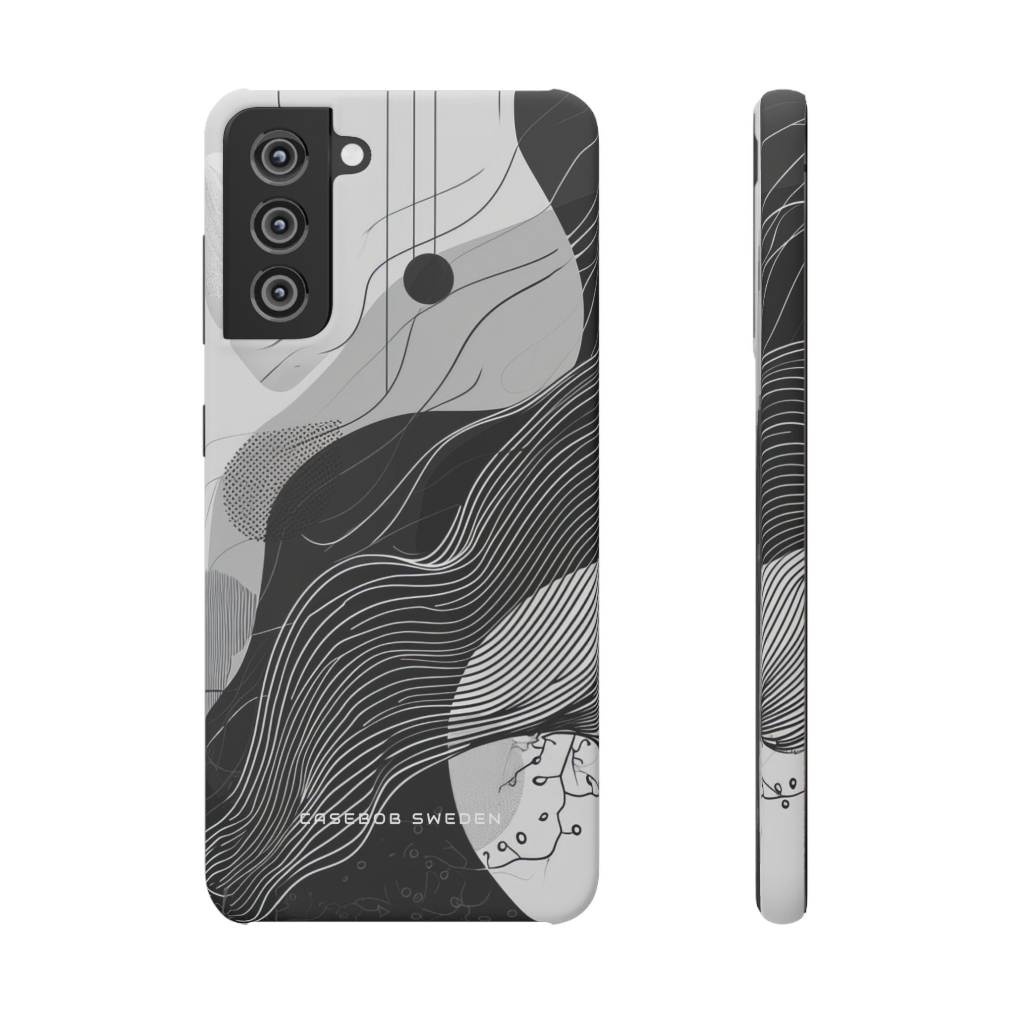 Fluid Rhythms: Monochrome Line Flow Samsung S21 - Slim Phone Case