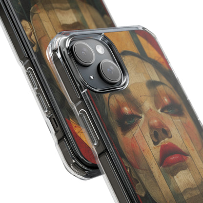 Bold Art Deco Portrait - Clear Impact iPhone 15 Phone Case