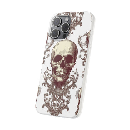 Gothic Skulls and Ornate Foliage iPhone 15 - Flexi Phone Case