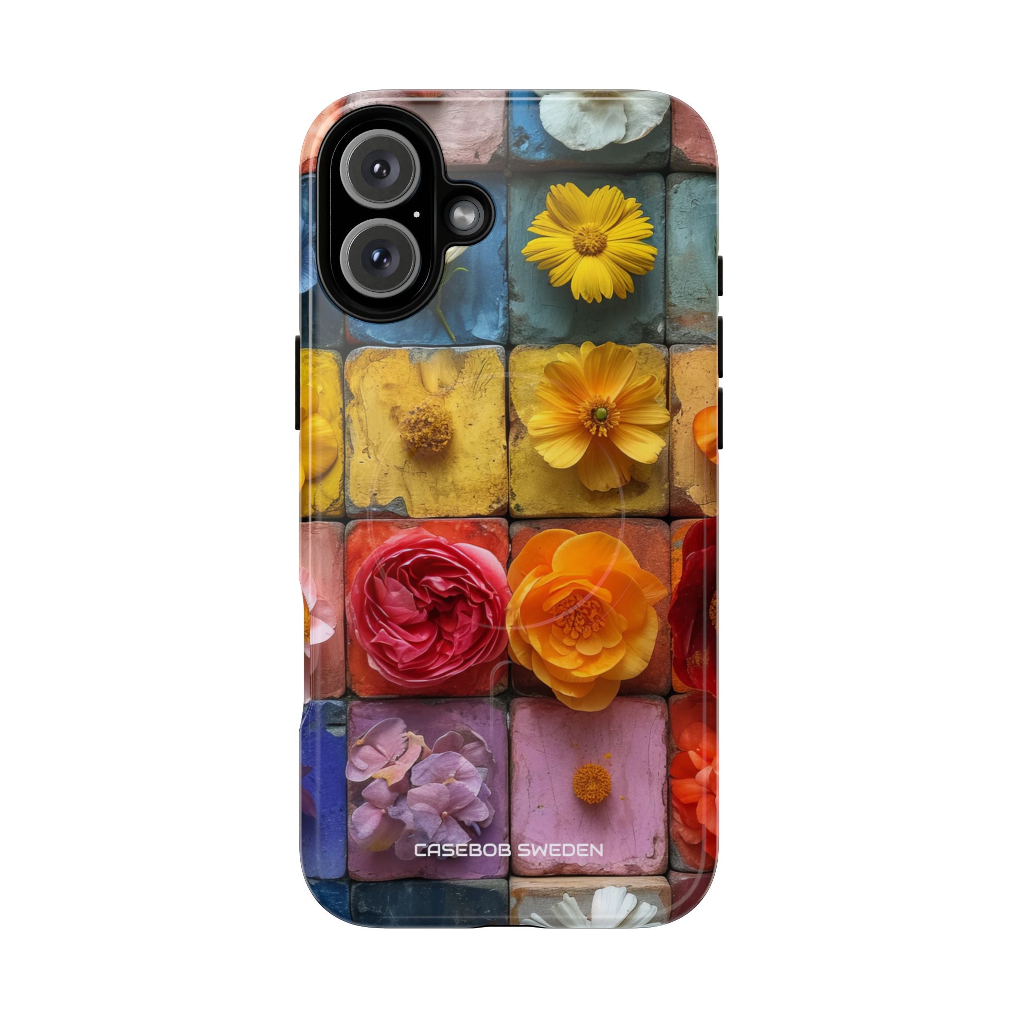 Vibrant Floral Tiles - Tough + MagSafe® iPhone 16 Phone Case