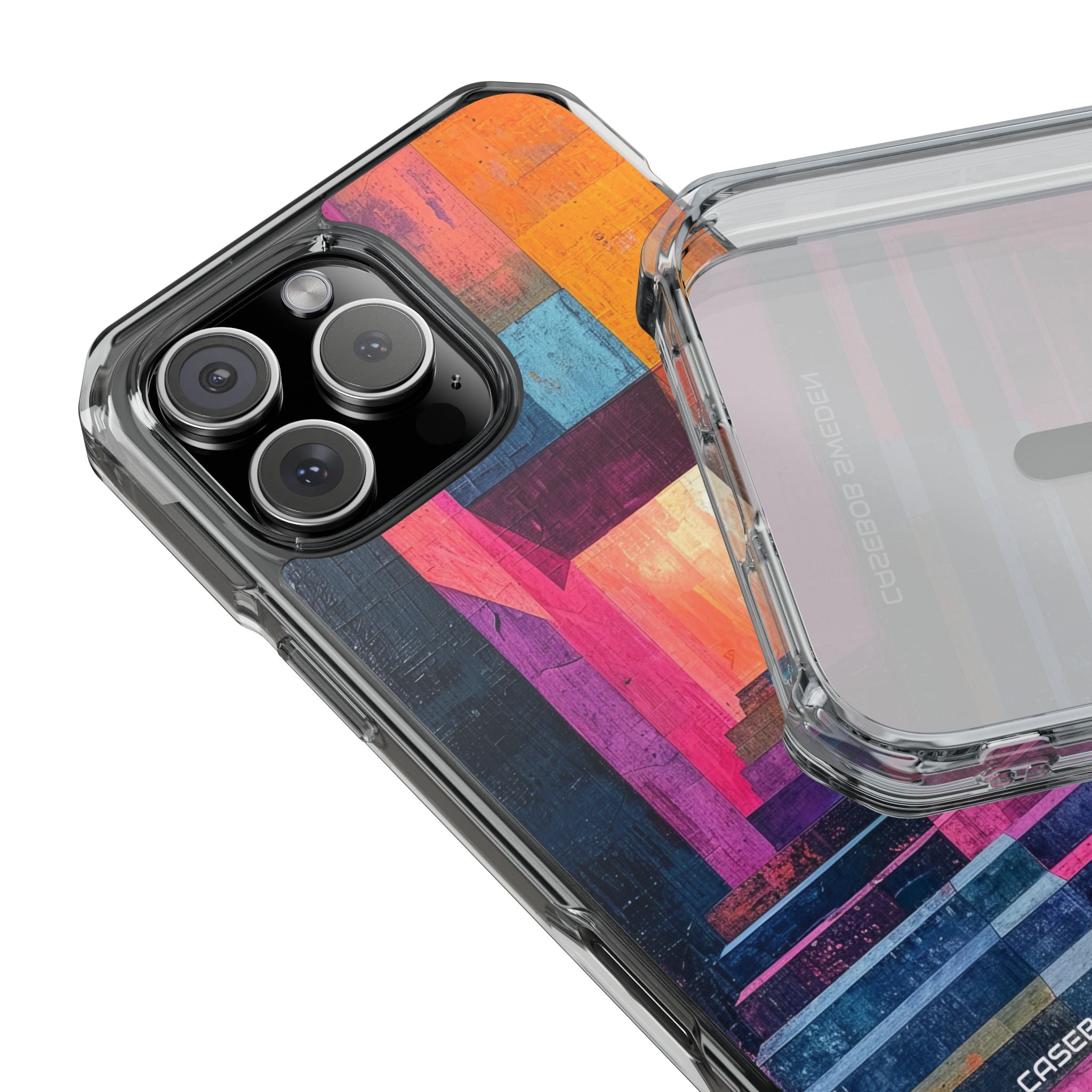 Pink Orange Geometry - Clear Impact iPhone 16 Phone Case