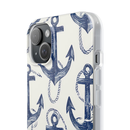 Navy Anchor Loop iPhone 15 Plus Case - Soft