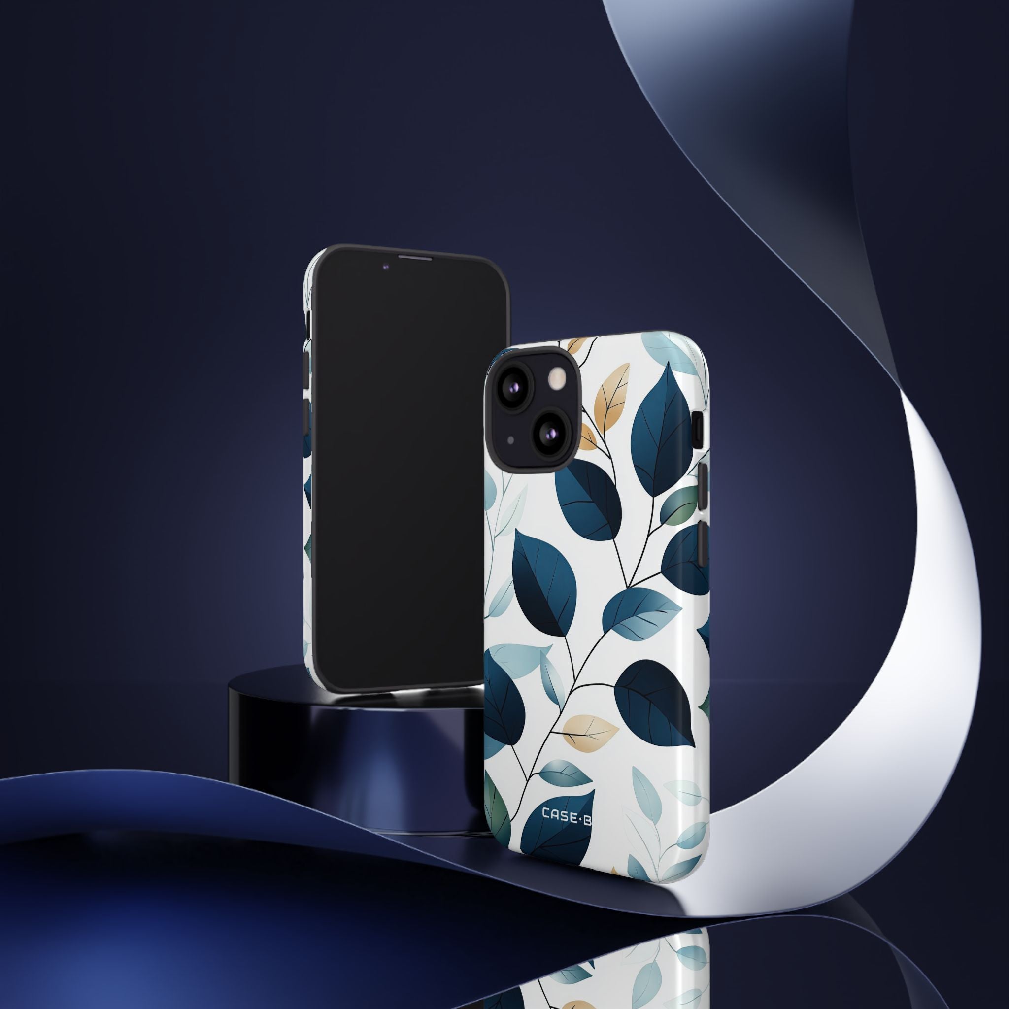 Navy Leaf Veins iPhone 13 Mini Case - Tough