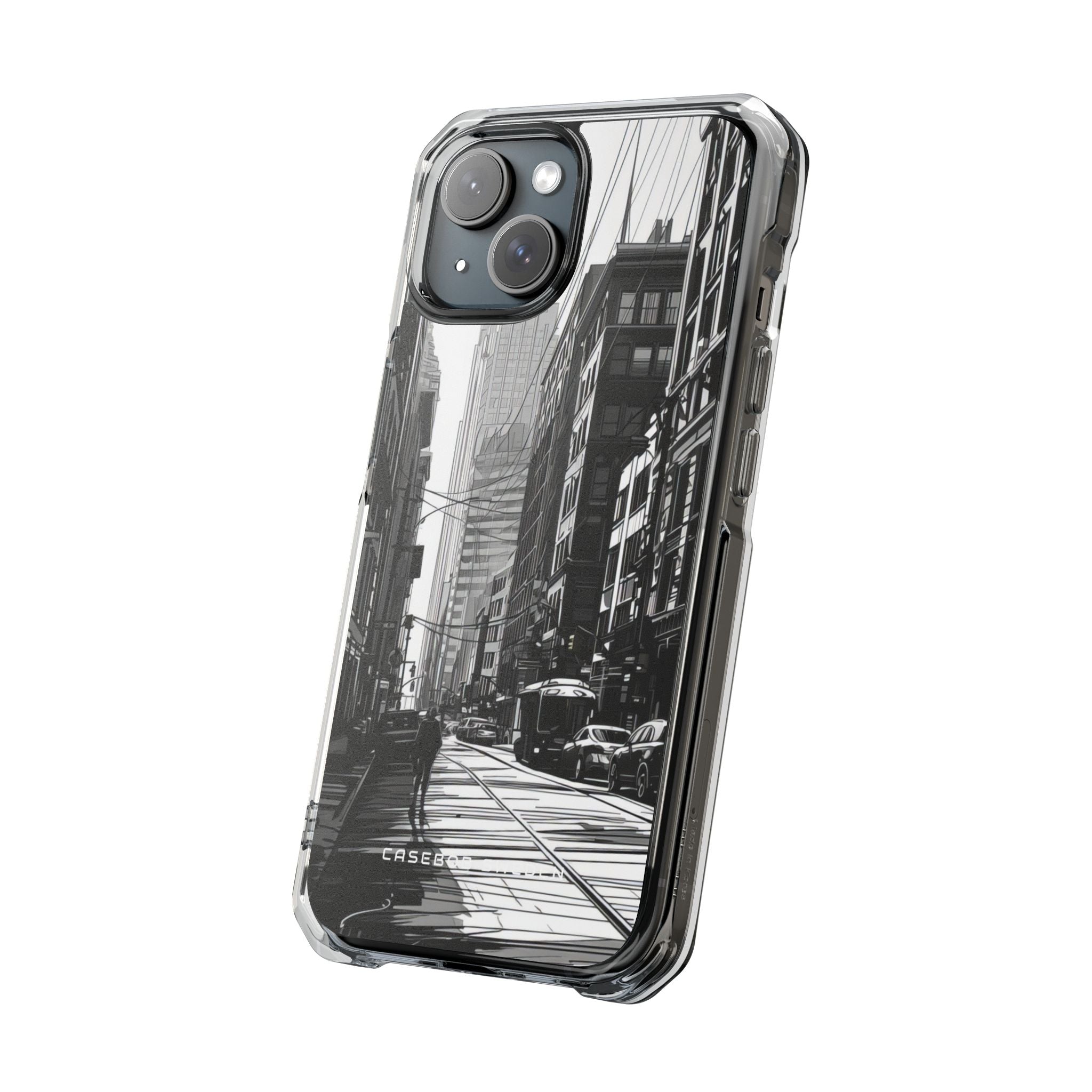 Urban Cityscape Line Perspective iPhone 15 - Clear Impact Phone Case