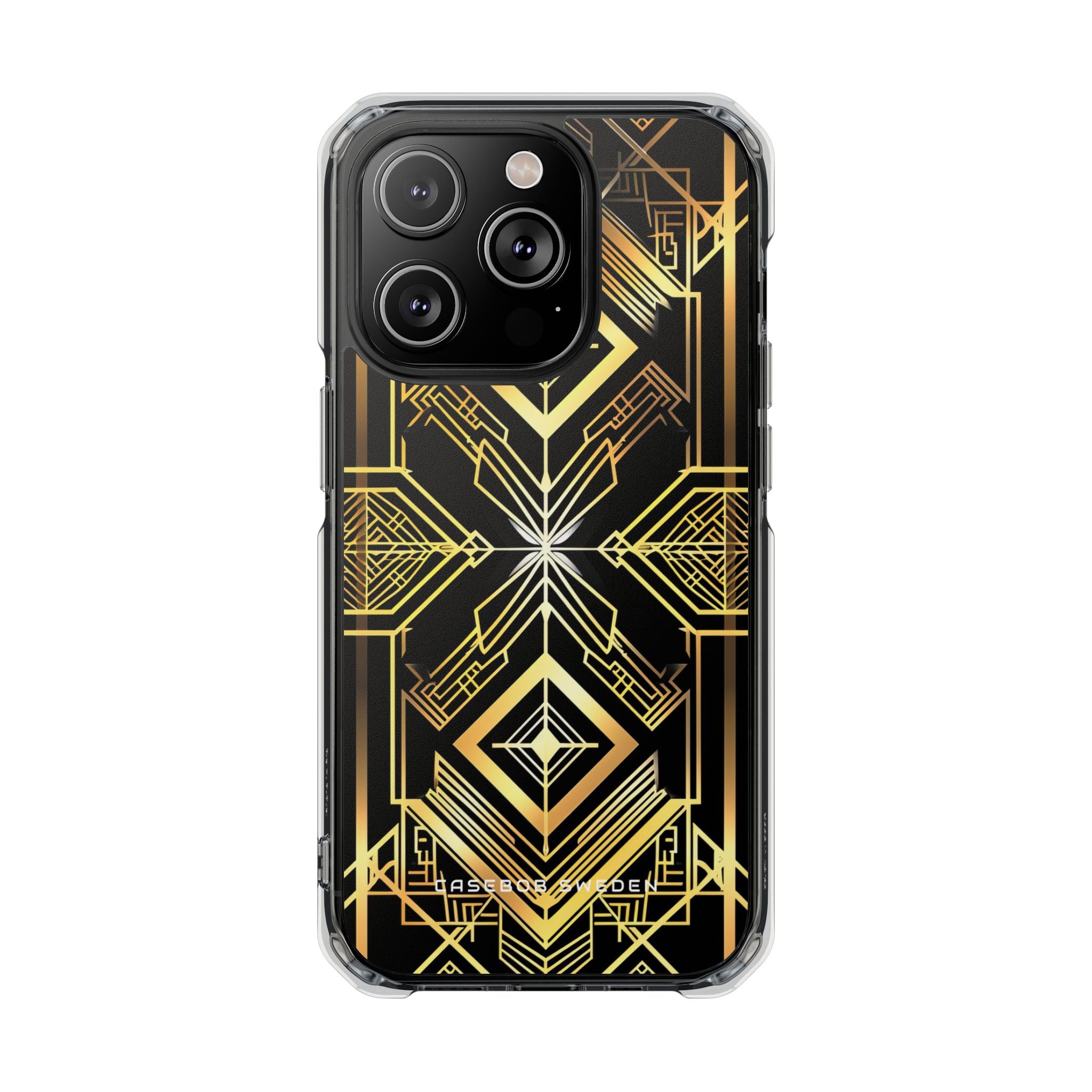 Golden Geometric Opulence iPhone 14 - Clear Impact Phone Case