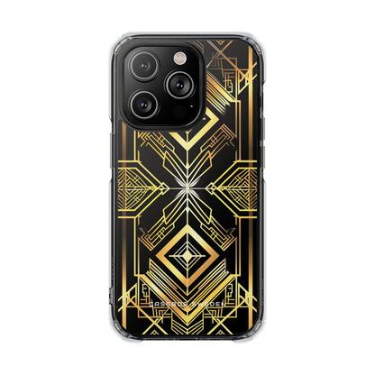 Golden Geometric Opulence iPhone 14 - Clear Impact Phone Case