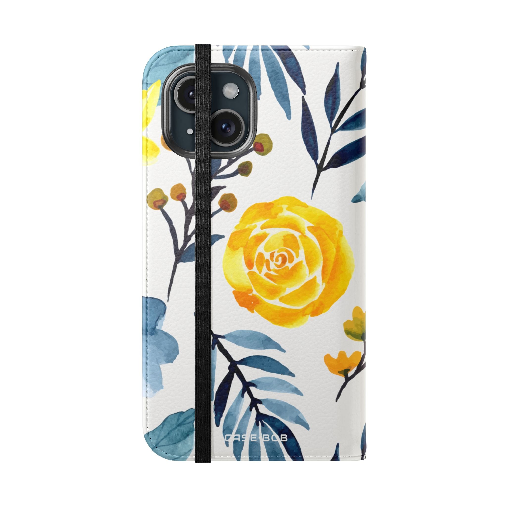 Yellow Blue Blossoms - iPhone 15 Case - Wallet