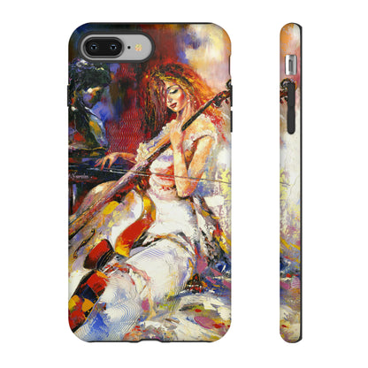 Oil panting - Girl playing Violoncello - Protective Phone Case