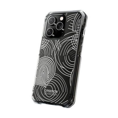 Monochrome Spiral Curves iPhone 14 - Impact Clear+