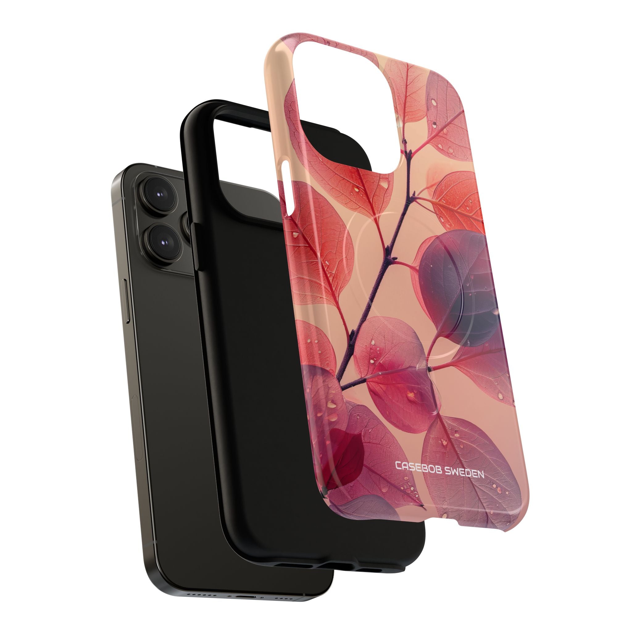 Pink Serenity Leaf Design - Tough + MagSafe® iPhone 14 Phone Case