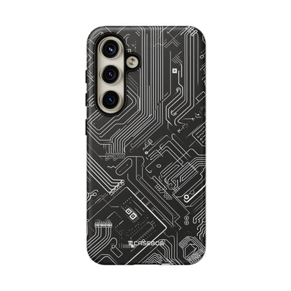 Circuitry Dreams: Abstract Black Design - For Samsung S24