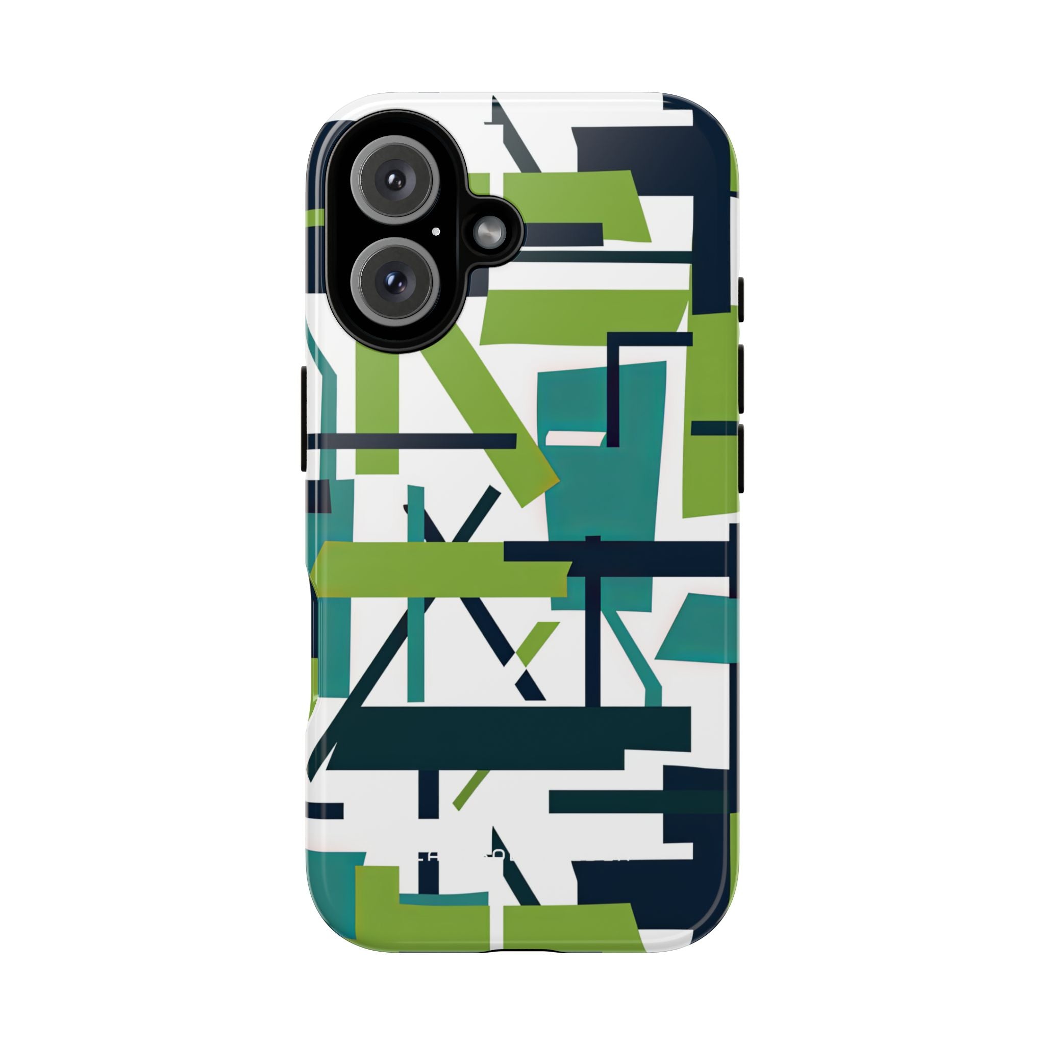 Green Geometry Glide iPhone 16 - Tough Phone Case