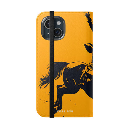 Bucking Cowboy Shadow - iPhone 15 Case - Wallet