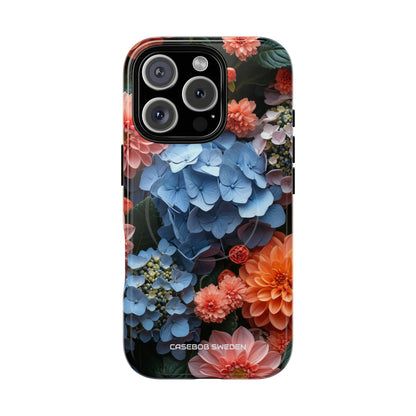 Blue Floral Bliss - Tough + MagSafe® iPhone 16 Phone Case