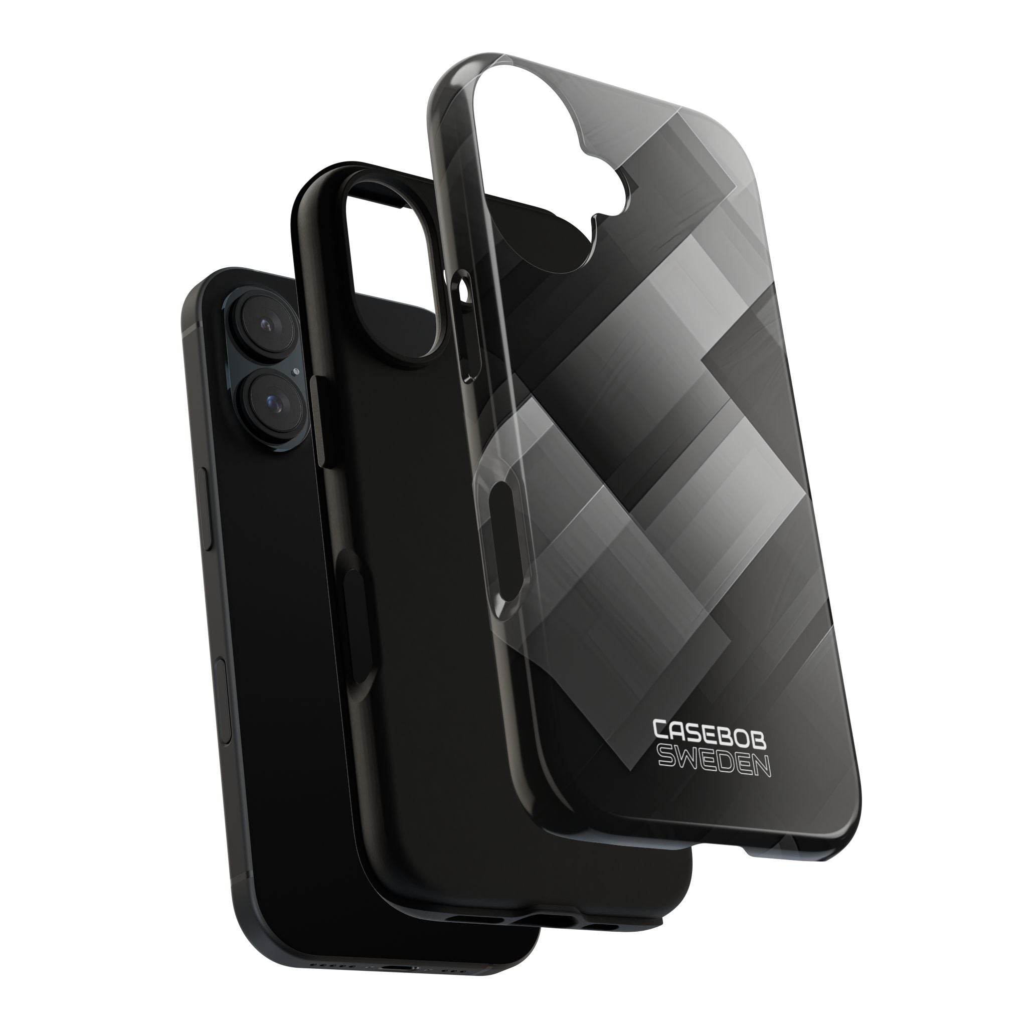 Grayscale Geometric Layers iPhone 16 - Tough
