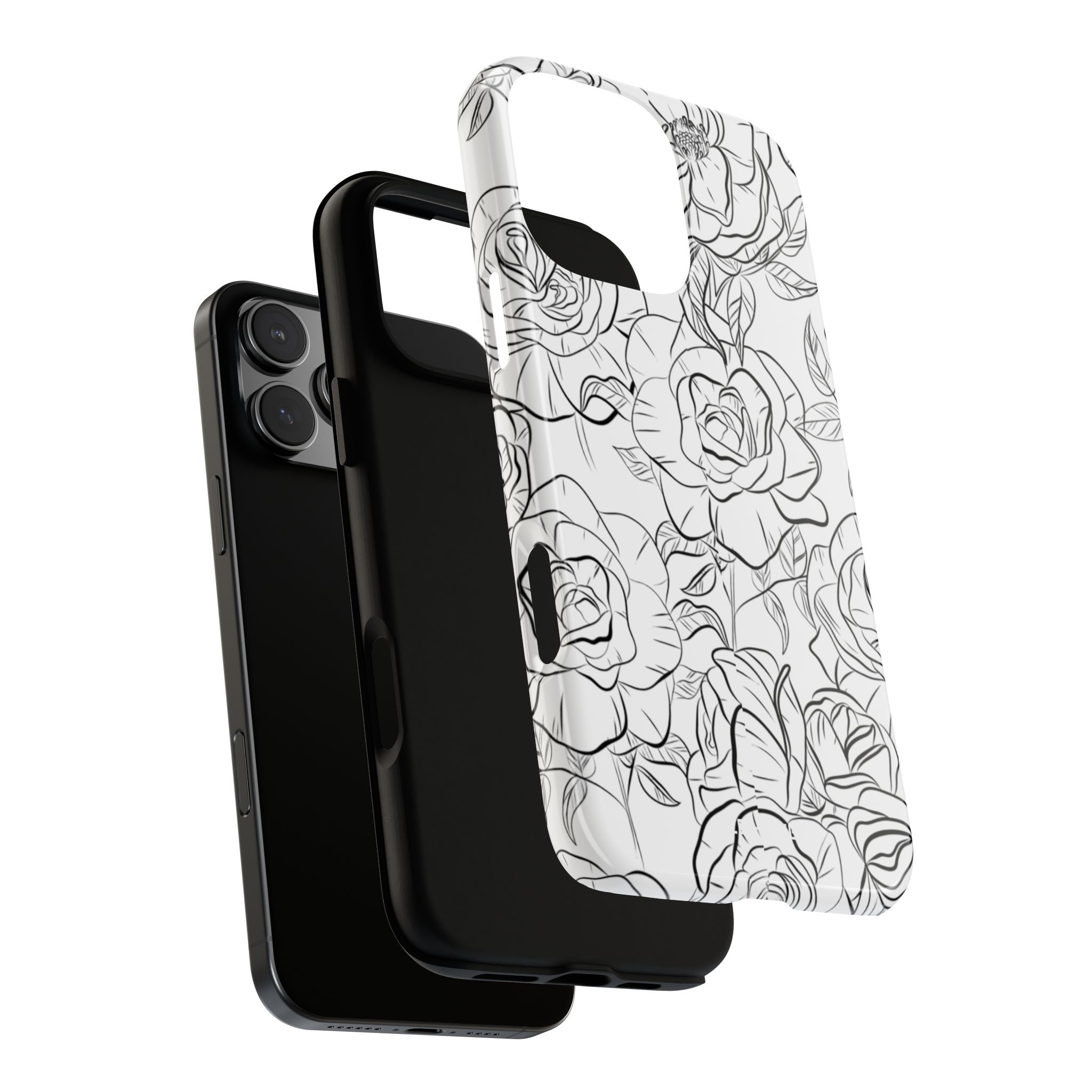 Intricate Rose Sketches - iPhone Case