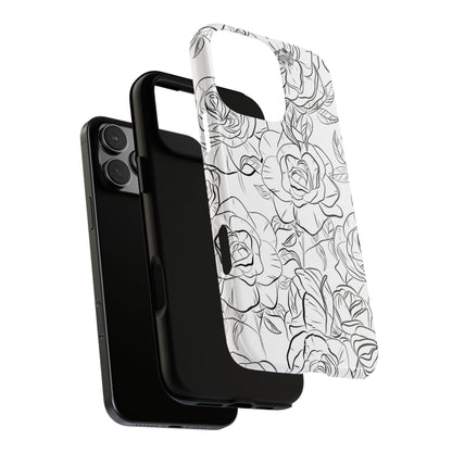 Intricate Rose Sketches - iPhone Case