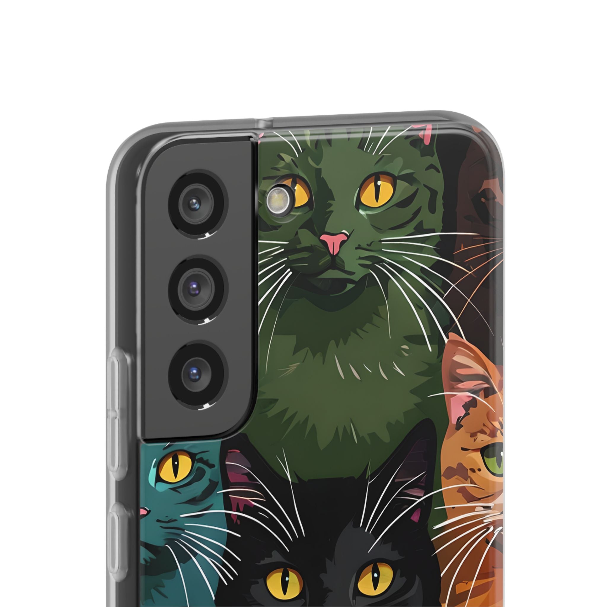 Teal Cat Grid Samsung S22 - Soft