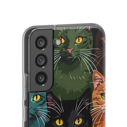 Teal Cat Grid Samsung S22 - Soft