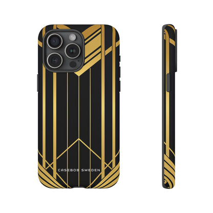 "Golden Art Deco Symmetry in Geometric Elegance" iPhone 15 - Tough Phone Case