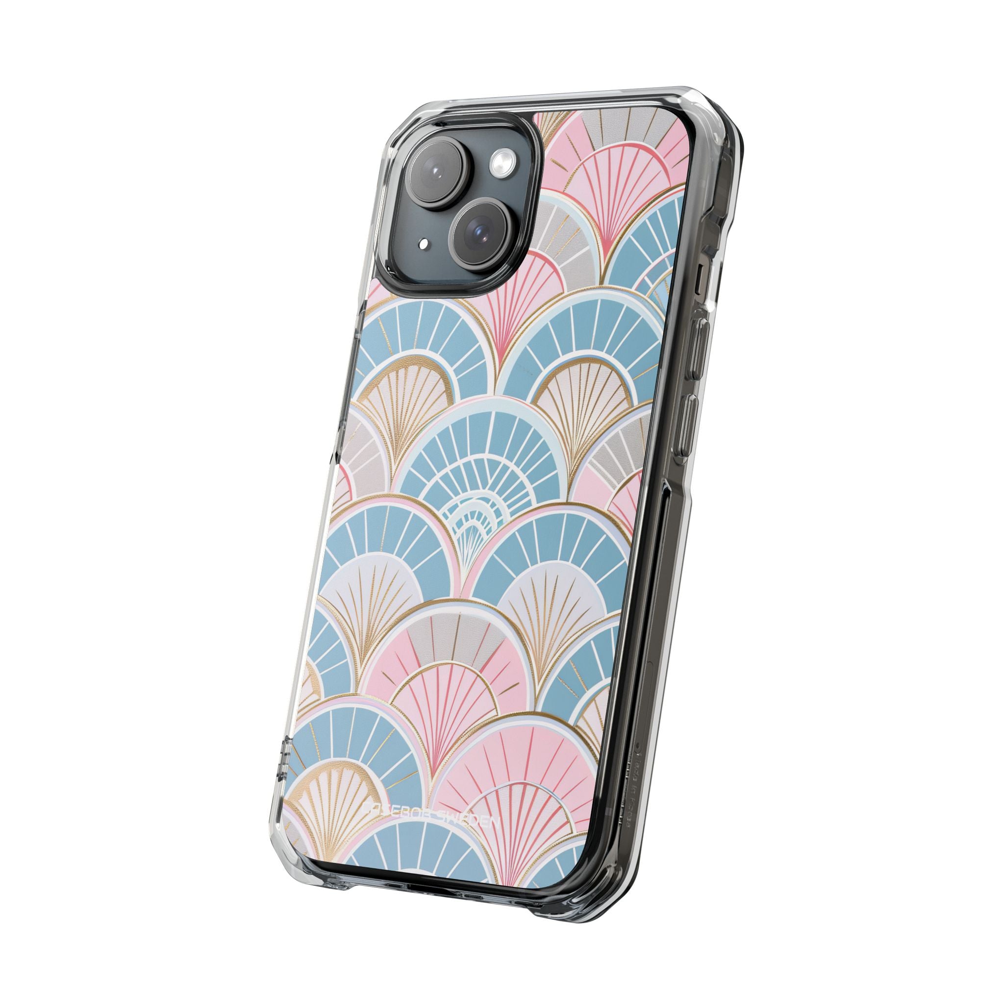 Art Deco Pastel Fan Pattern - Clear Impact iPhone 15 Phone Case