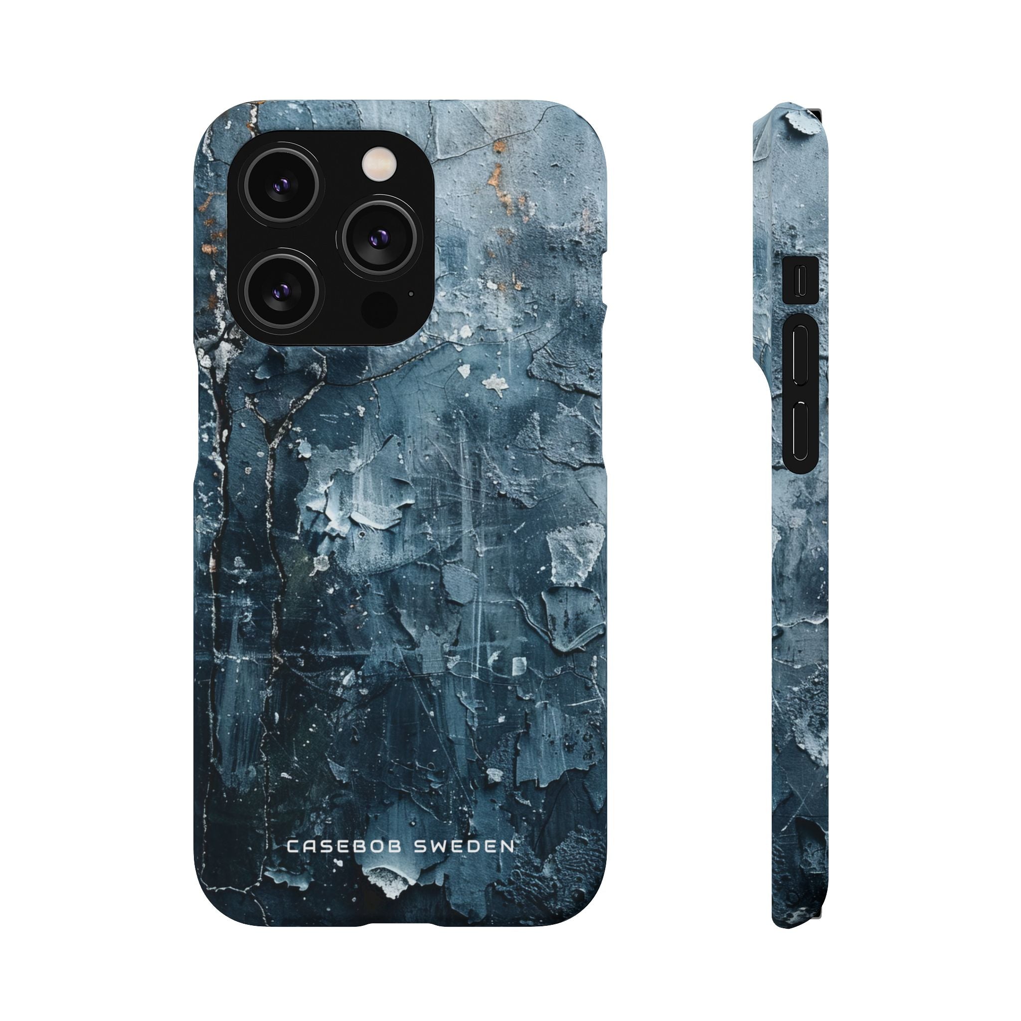 Weathered Blue Tapestry with Cracked Layers iPhone 14 - Slim Phone Case