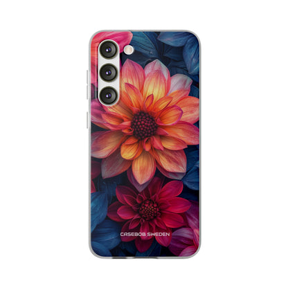 Floral Harmony Orange Blue - Flexi Samsung S23 Phone Case