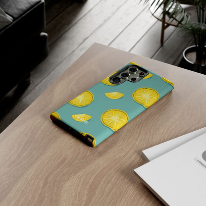Bright Yellow Pineapple Slice on Teal Samsung S23 - Tough