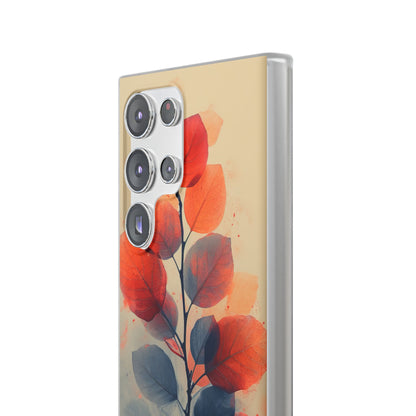 Orange Gray Leaves - Flexi Samsung S23 Phone Case