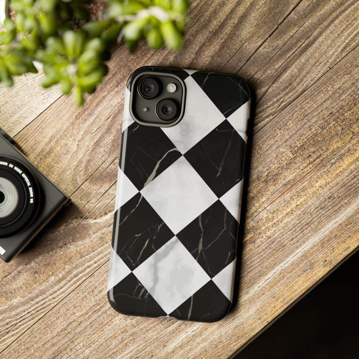 Check Marble - Protective Phone Case