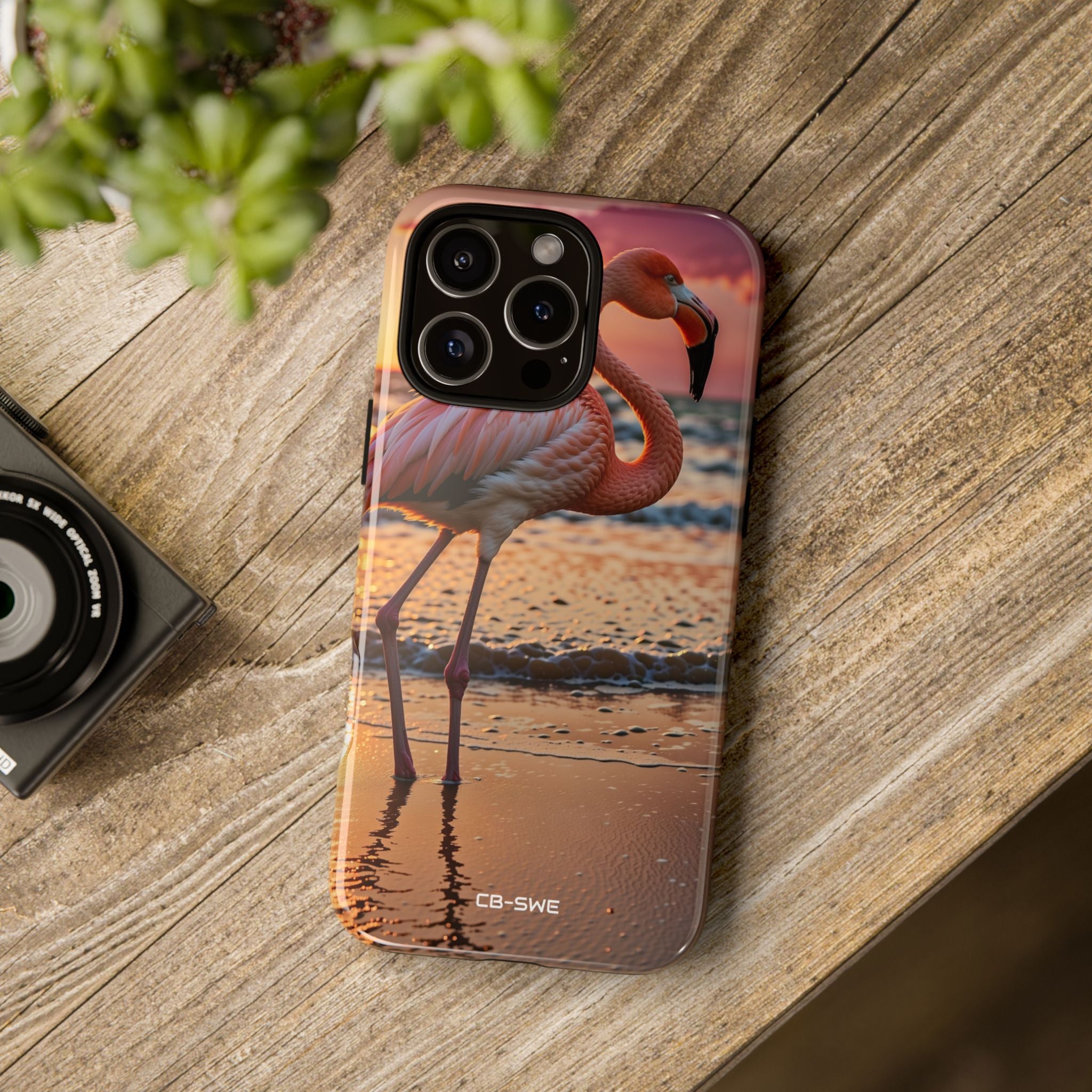 Sunset Flamingo Stand - iPhone Case