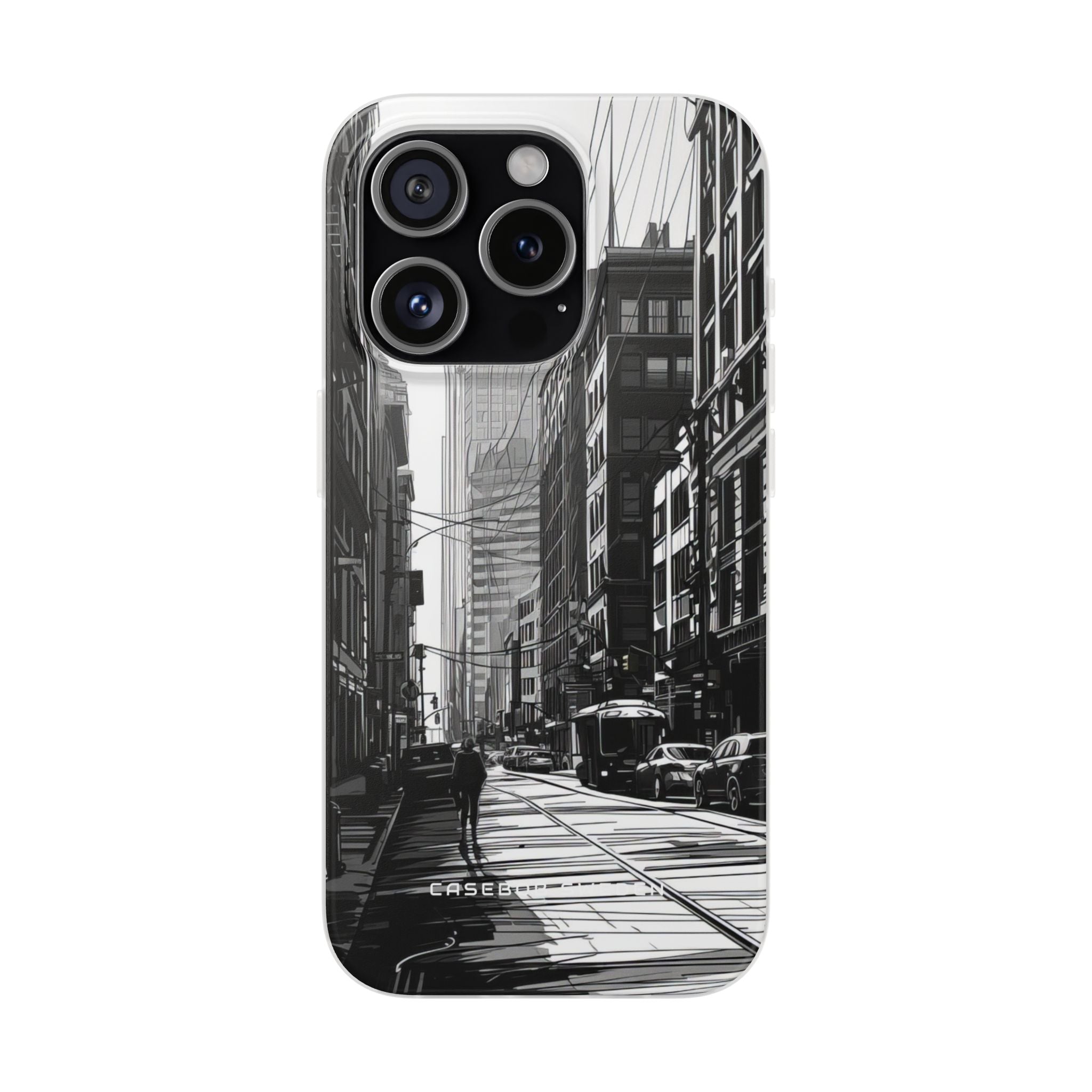 Urban Cityscape Line Perspective iPhone 15 - Flexi Phone Case