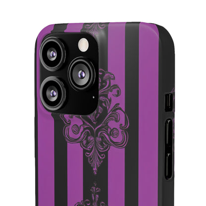 Gothic Elegance with Vertical Stripes and Ornamental Motifs iPhone 13 - Slim Phone Case