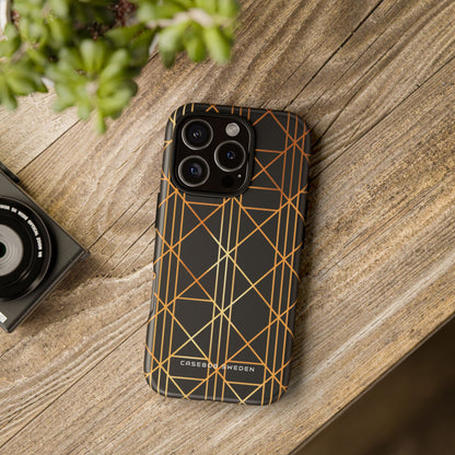 Golden Geometric Elegance iPhone 16 - Tough Phone Case