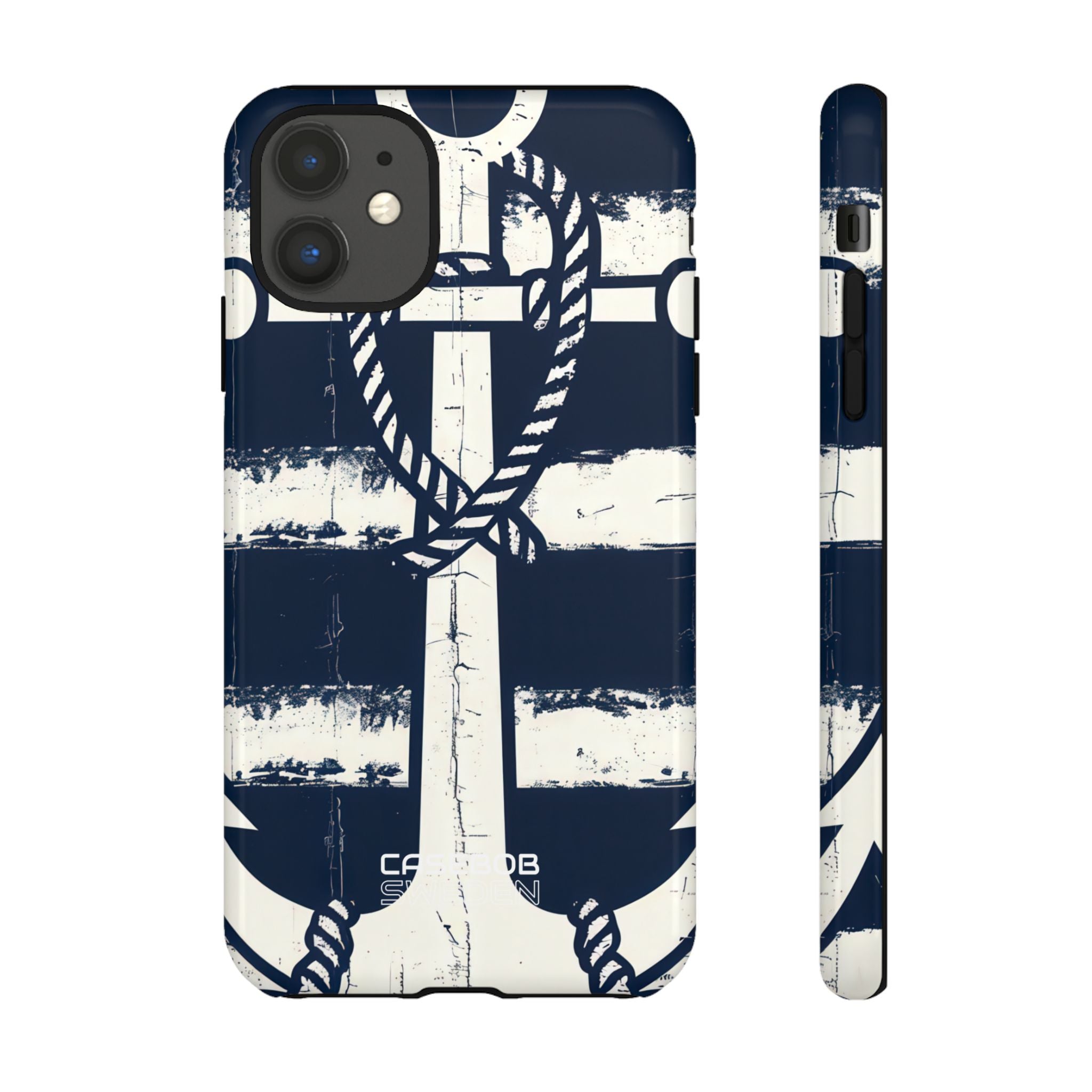 Navy Anchor Stripes iPhone 11 - Tough