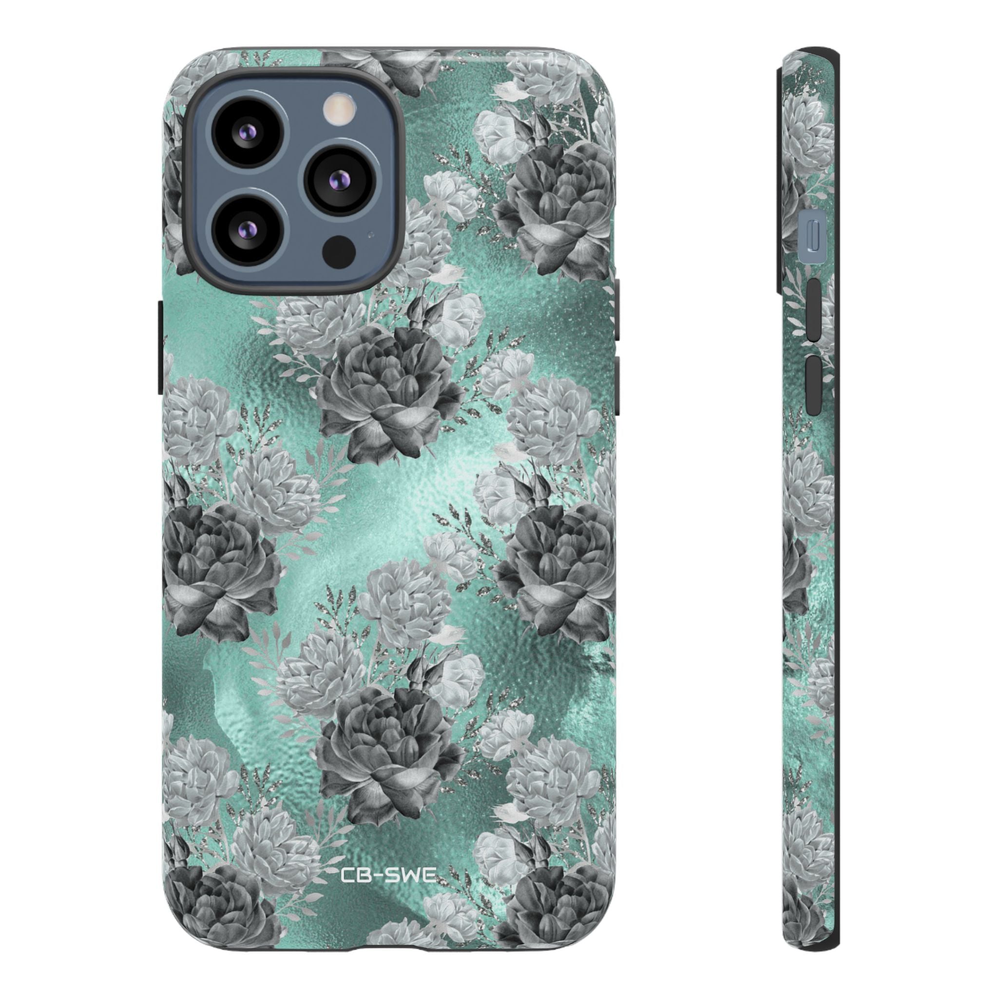 Teal Floral Elegance - iPhone Case