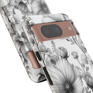 Monochrome Flora | Protective Phone Case for Google Pixel