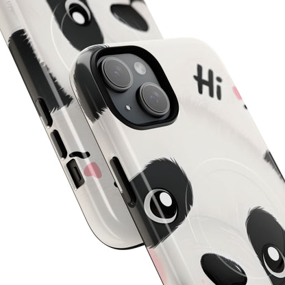 Adorable Panda Playful Hi Text Phone iPhone 15 - Tough+