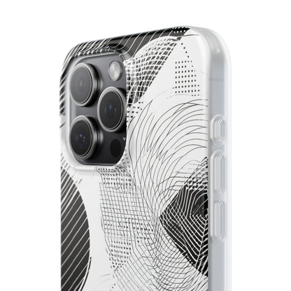 Geometric Monochrome Flow iPhone 15 - Flexi Phone Case