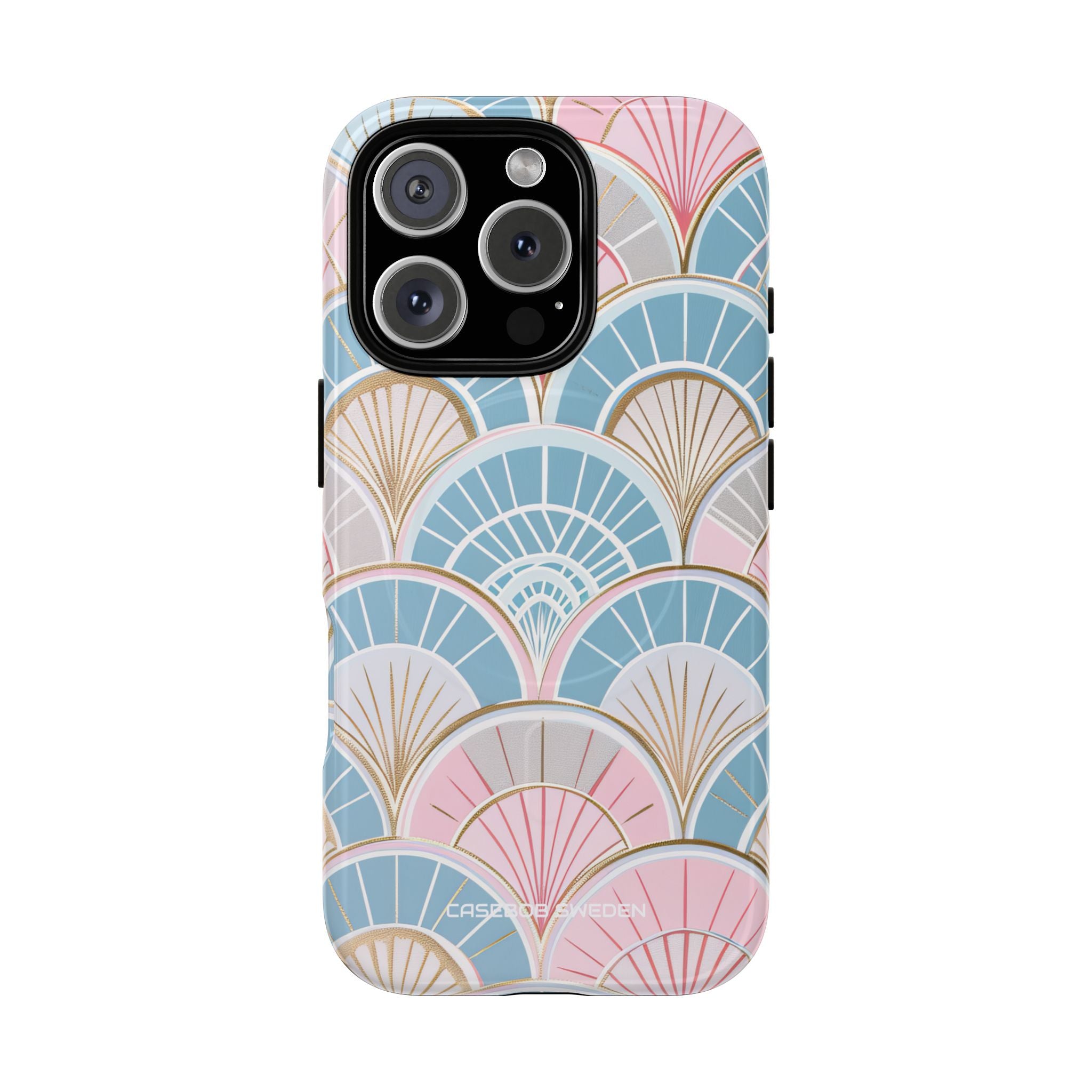 Art Deco Pastel Fan Pattern - Tough + MagSafe® iPhone 16 Phone Case