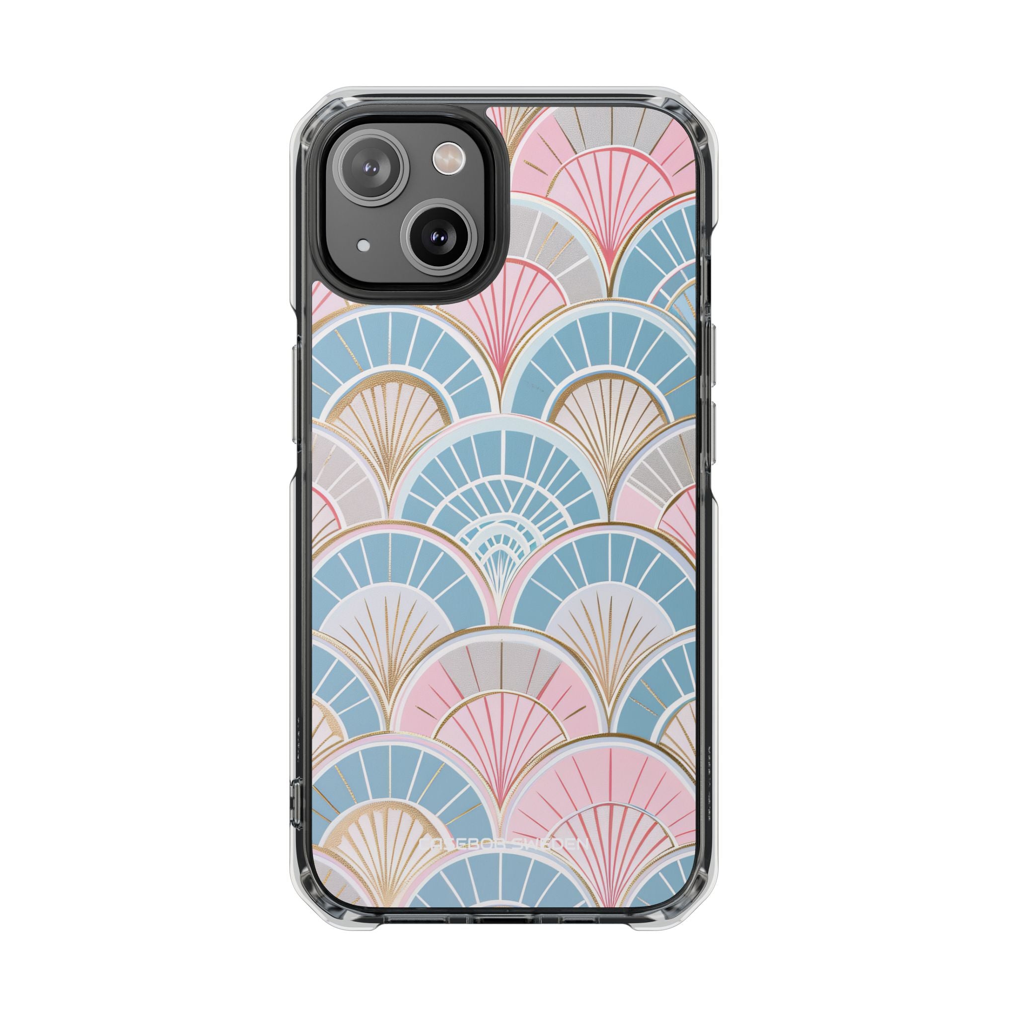 Art Deco Pastel Fan Pattern - Clear Impact iPhone 14 Phone Case