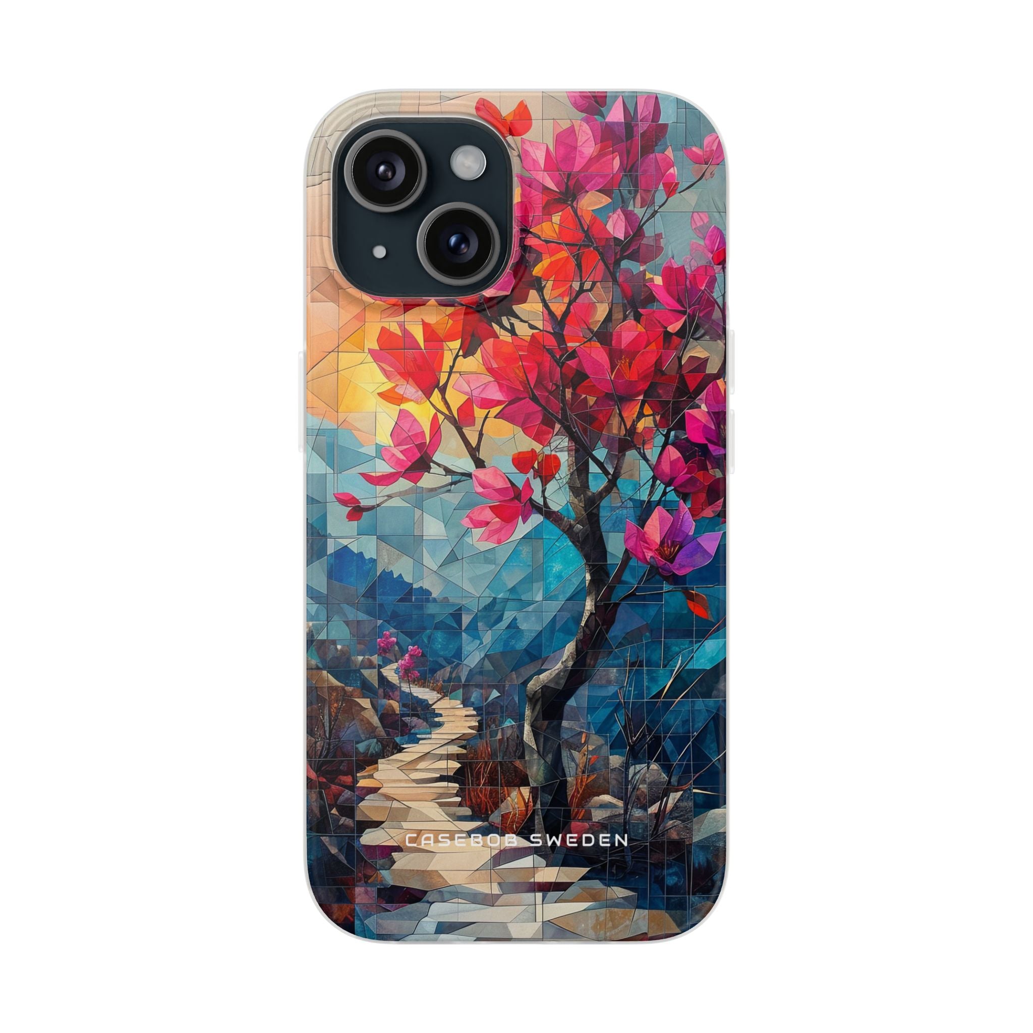 Vibrant Geometric Tree Landscape iPhone 15 - Flexi Phone Case