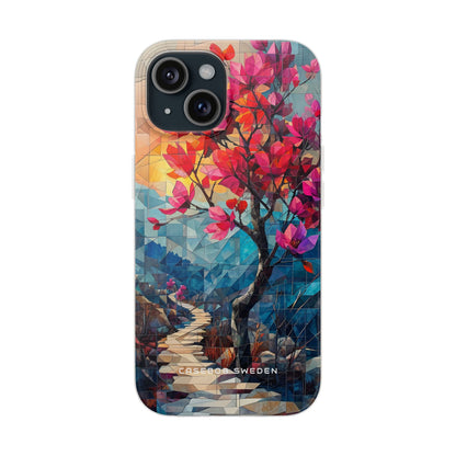 Vibrant Geometric Tree Landscape iPhone 15 - Flexi Phone Case