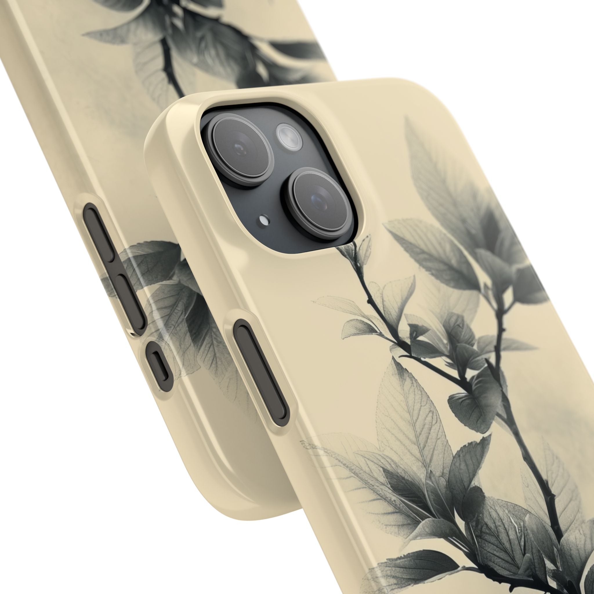 Beige Branch Art - Slim iPhone 15 Phone Case