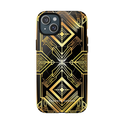 Goldene geometrische Opulenz iPhone 15 | Tough+ Handyhülle