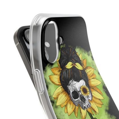 Sunflower Skull iPhone 16 Plus Case - Soft