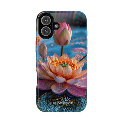 Vibrant Lotus Embroidery - Tough + MagSafe® iPhone 16 Phone Case